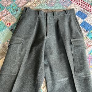 Vintage 60s Swiss Military Wool High Waist Cropped Utility Cargo Trousers 30x25